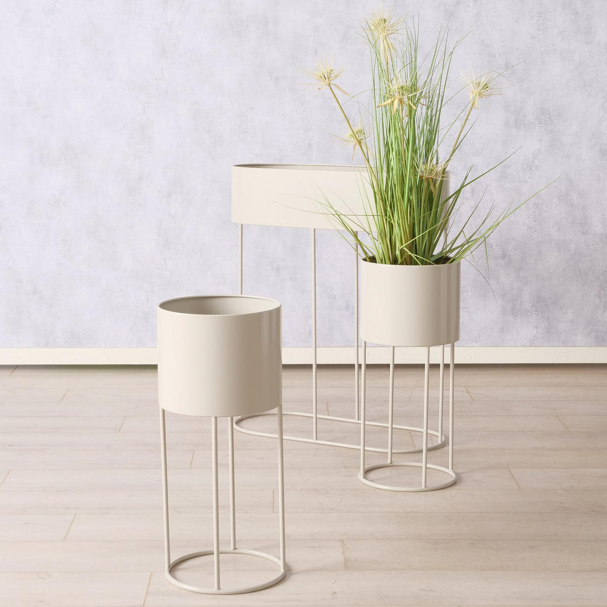 BLUMENSTÄNDER Metall AURELA 3er-Set - Beige, Metall (65/29/76cm)