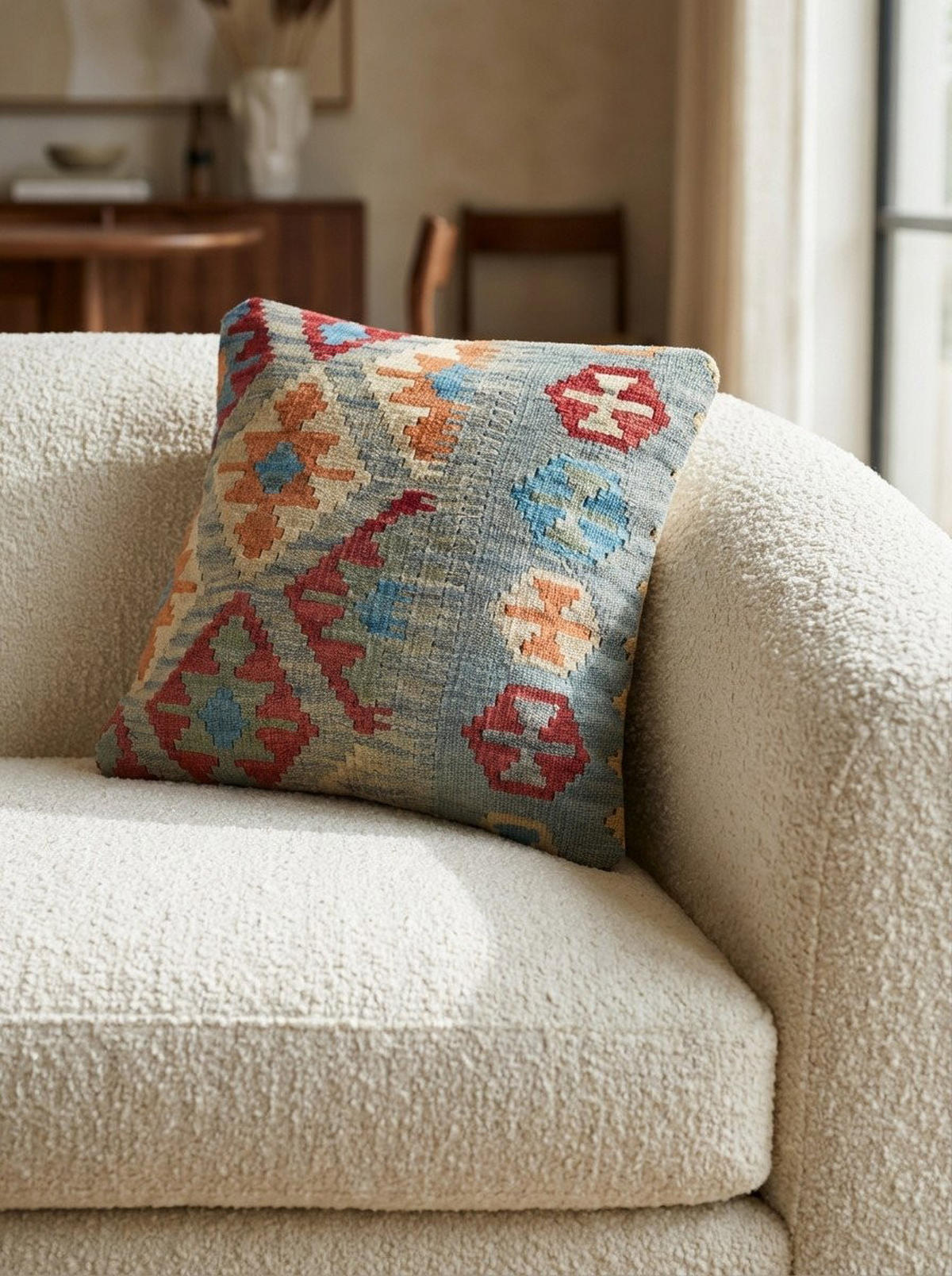 KELIM-KISSEN Mehrfarbig 50/50 cm Schurwolle - Multicolor, Textil (50/50cm) - Looma