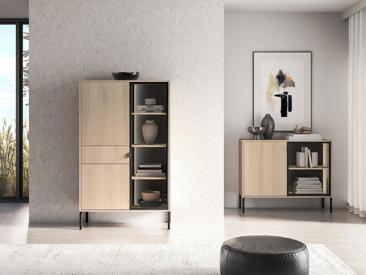 VITRINE – 92 cm – Barnee – Kaschmir - Kaschmir, Holzwerkstoff (92/150/40cm) - hi-markt