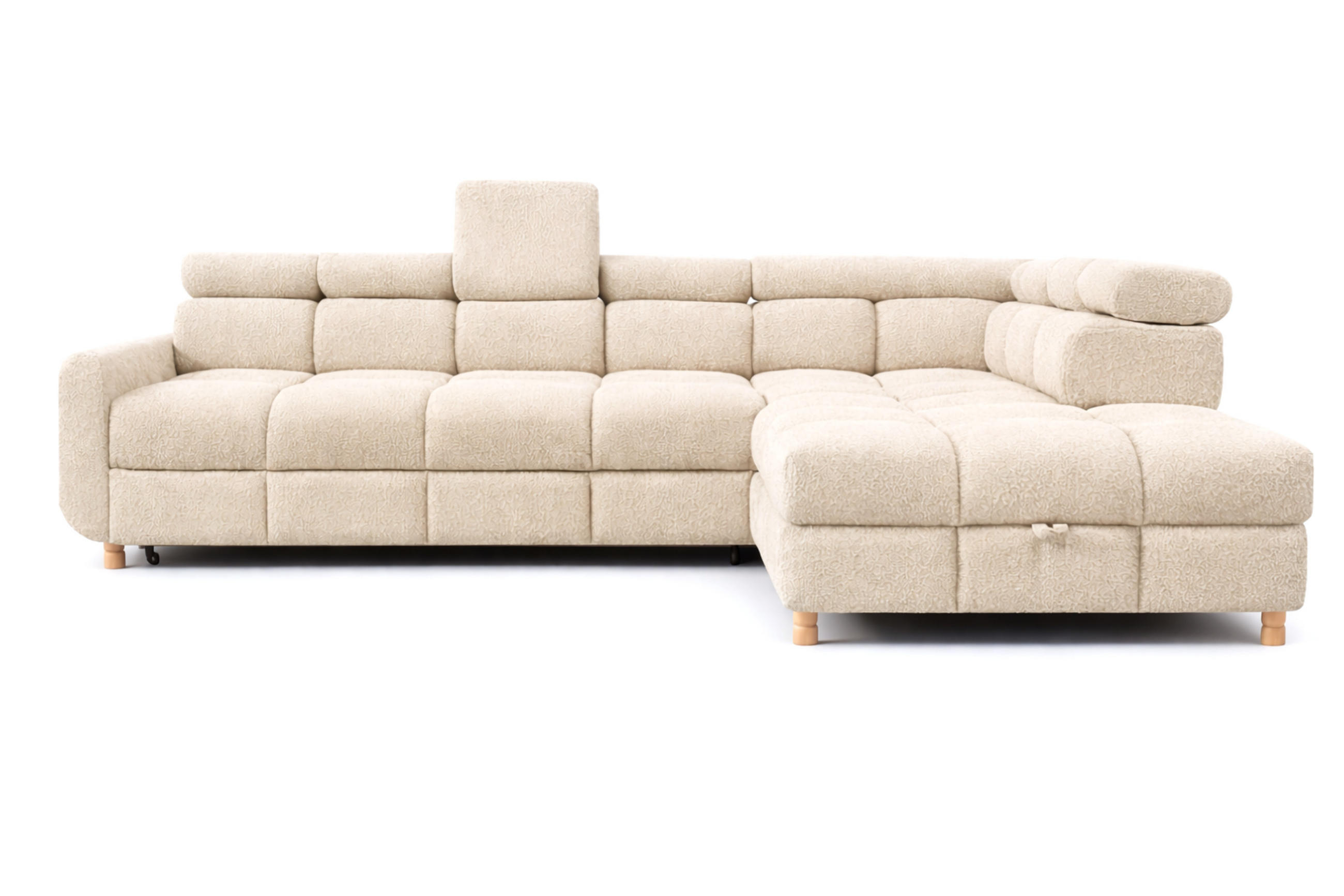 ECKSOFA - BUN - Beige - Arena 2 - Rechts - Beige, Holzwerkstoff (276/209cm) - Möblo