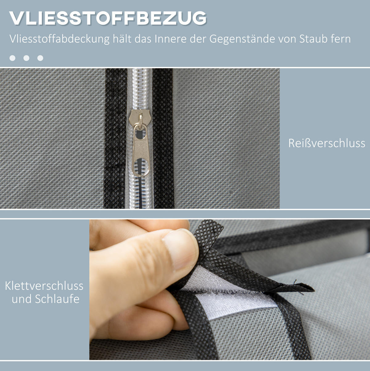 KLEIDERSCHRANK 103/43/162,5 cm grau aus Stoff mit Kleiderstange und 6 Fächern - Grau, Textil (43/162.5/103cm) - OKWISH
