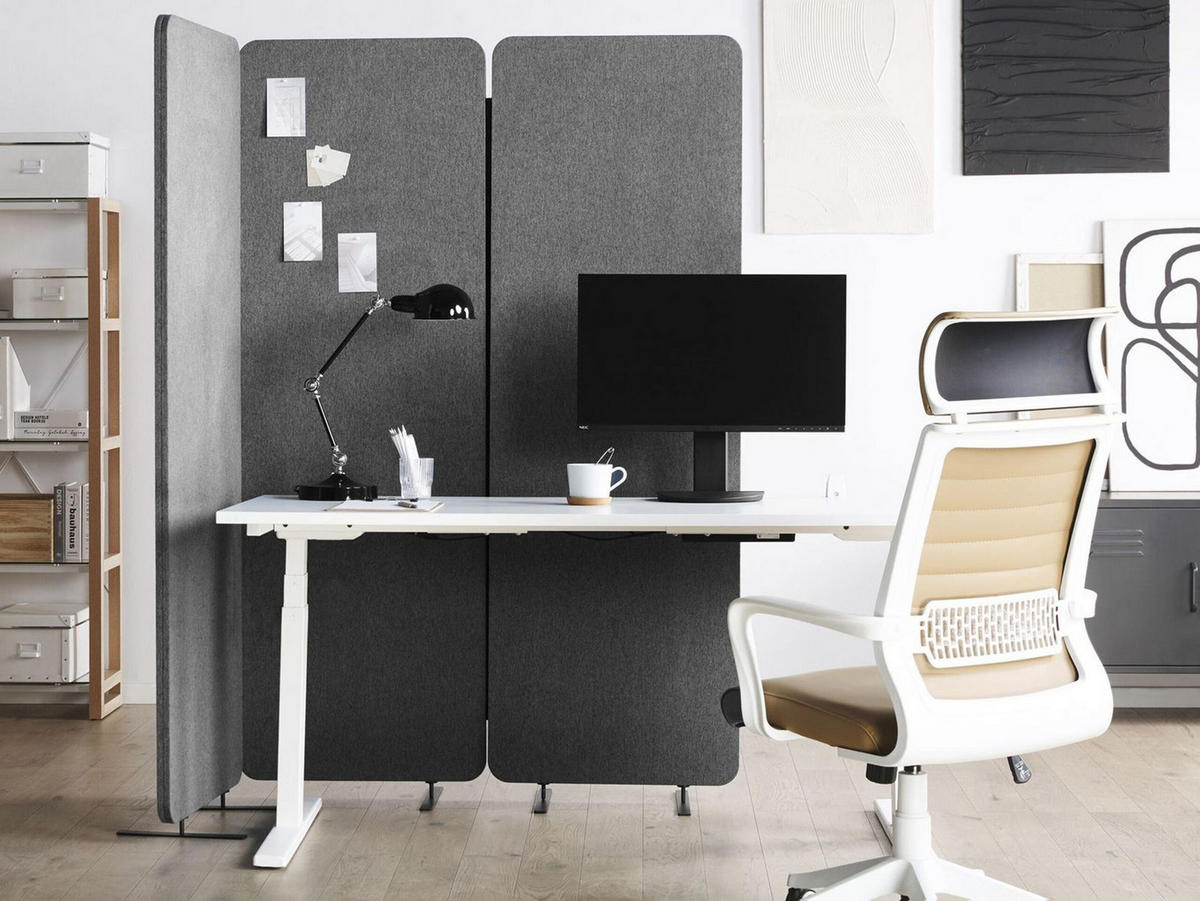 BÜRO-RAUMTEILER 184/184 cm Grau Standi - Dunkelgrau/Grau, Textil (184/184/30cm) - Beliani