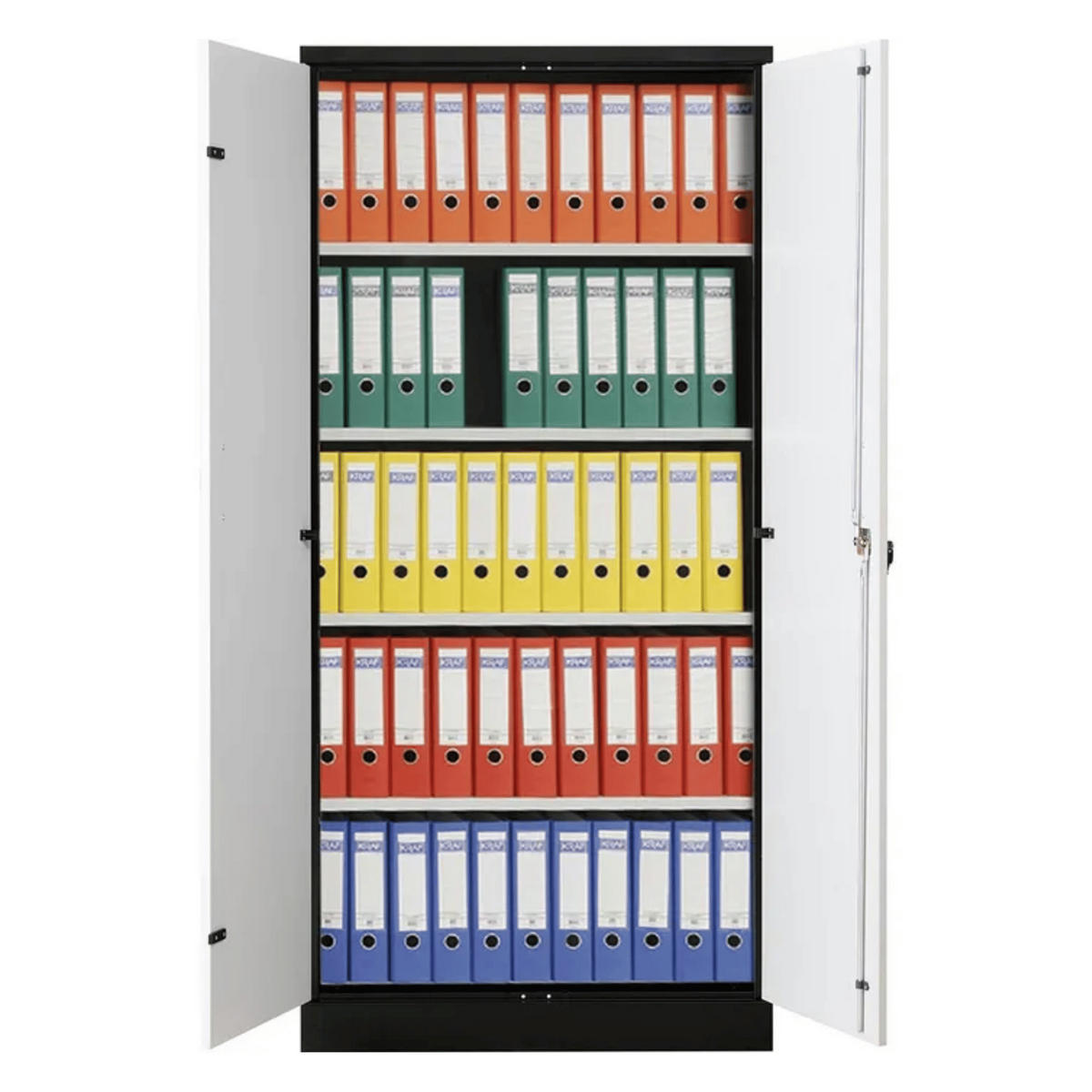 AKTENSCHRANK Beetle 4 Fachböden 195x92x42 cm Schwarz & Grau - Grau, Metall (92/195/42cm)