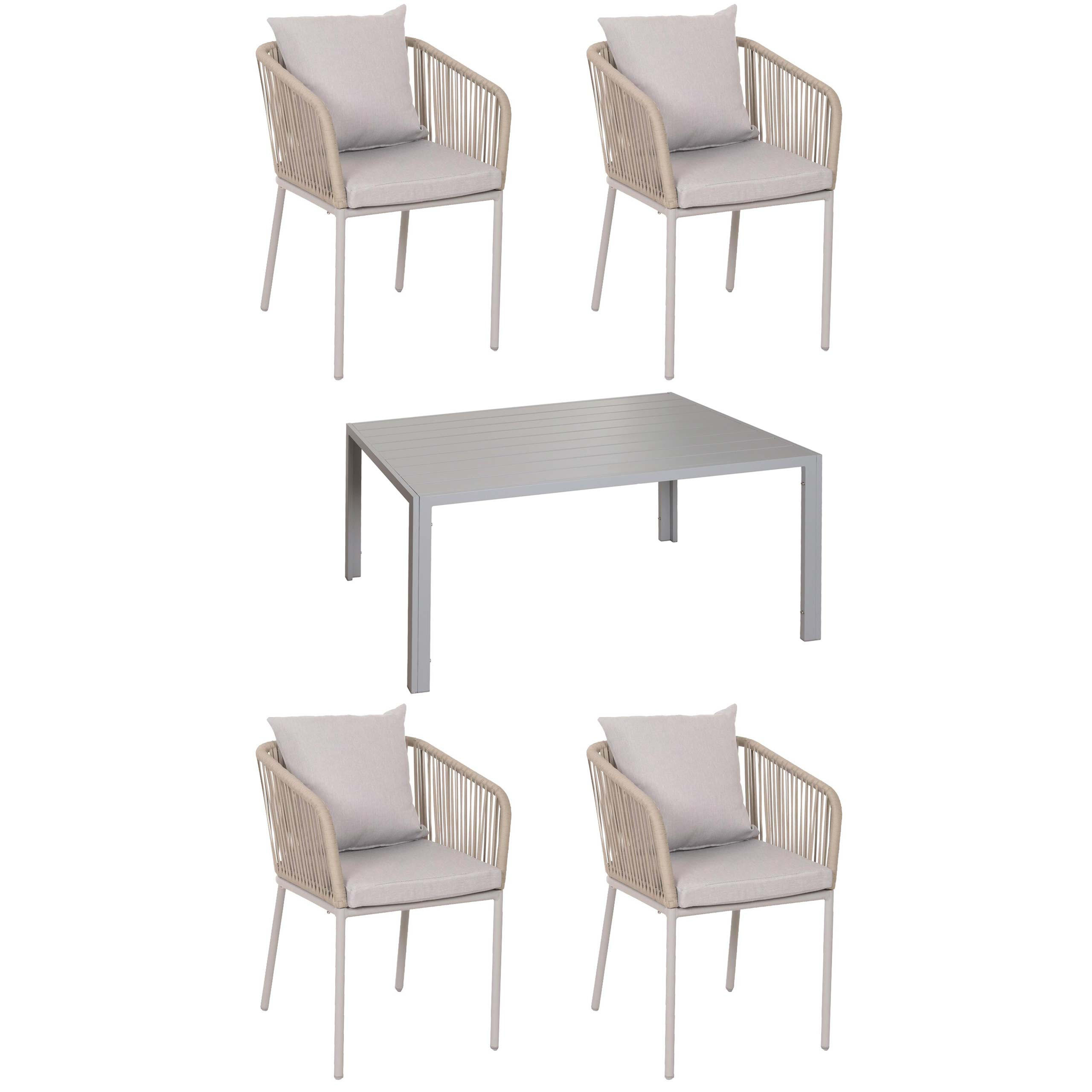 GARTENGARNITUR Grau 5-teilig-Set - Grau, Metall - MCW