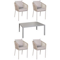 GARTENGARNITUR Grau 5-teilig-Set - Grau, Metall - MCW