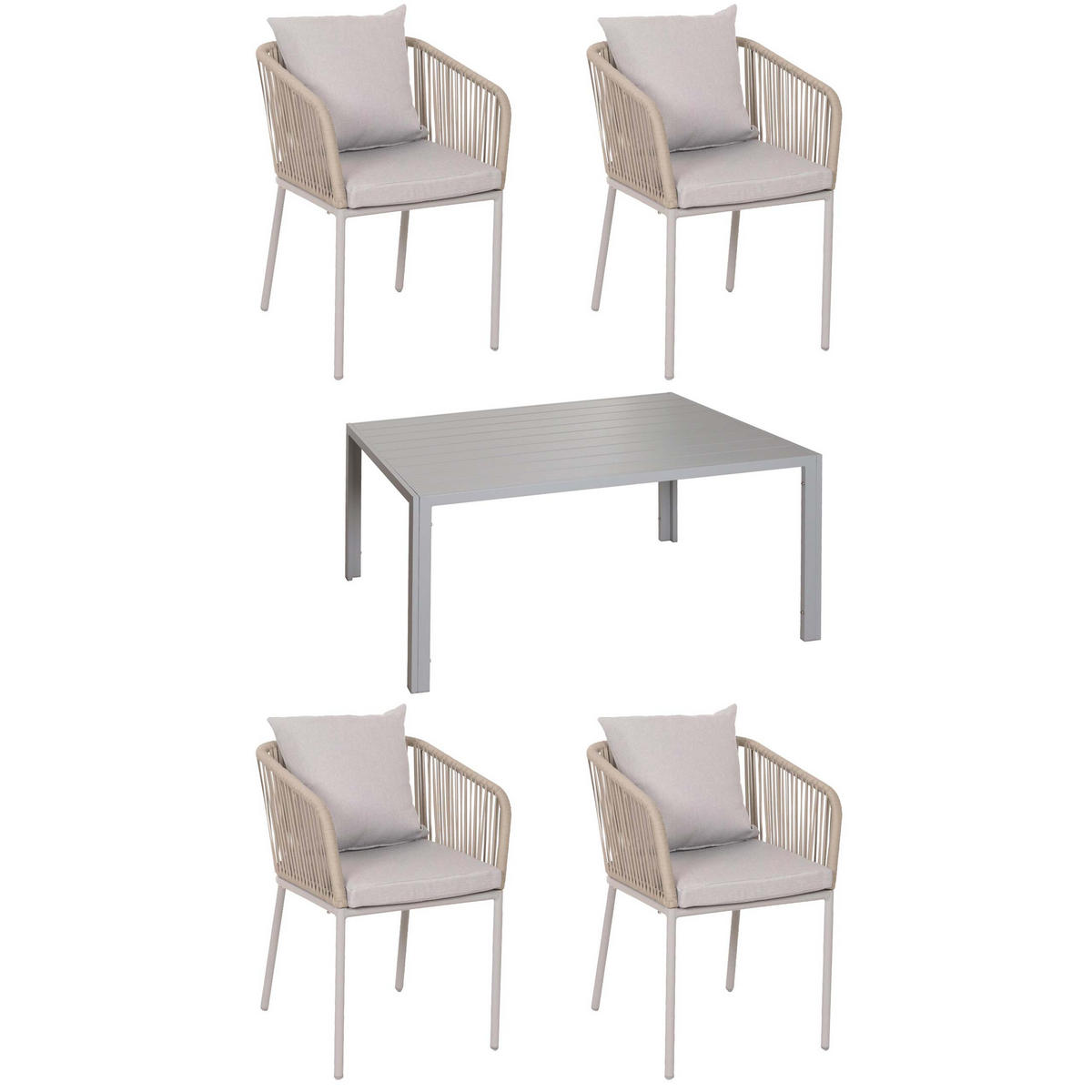 GARTENGARNITUR Grau 5-teilig-Set - Grau, Metall - MCW