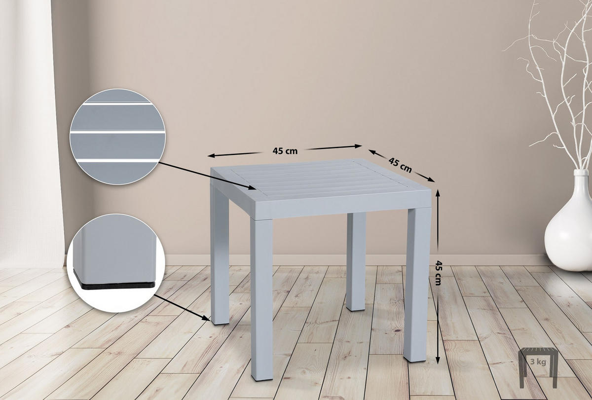 BEISTELLTISCH eckig 45/45/45 cm Kunststoff Grau - Grau, Kunststoff (45/45/45cm) - CLP