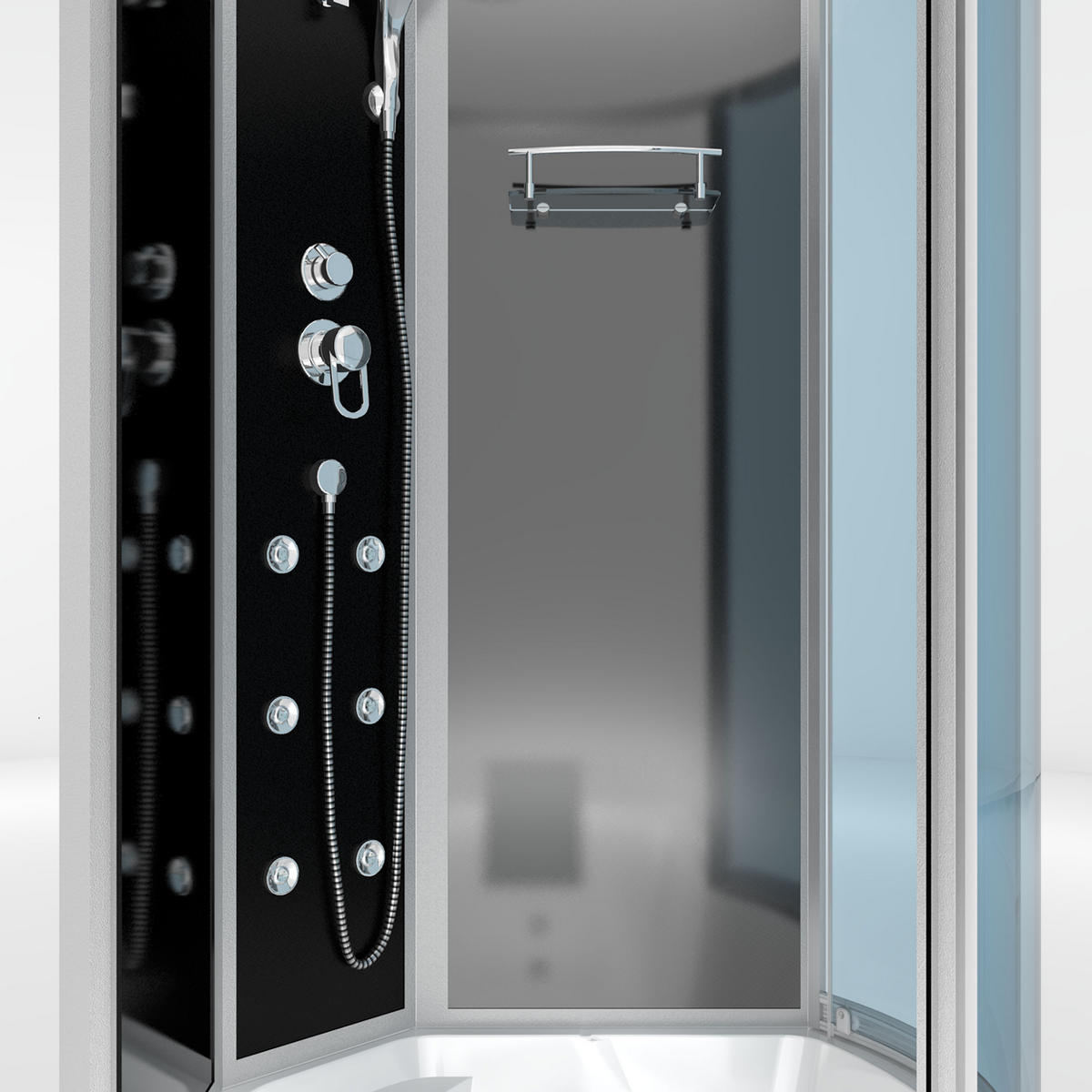 WHIRLPOOL Wanne Duschkabine sw K50-L30-WP 170x100 - Schwarz, Glas/Kunststoff (98/225/170cm) - AcquaVapore by Sandra Jentho