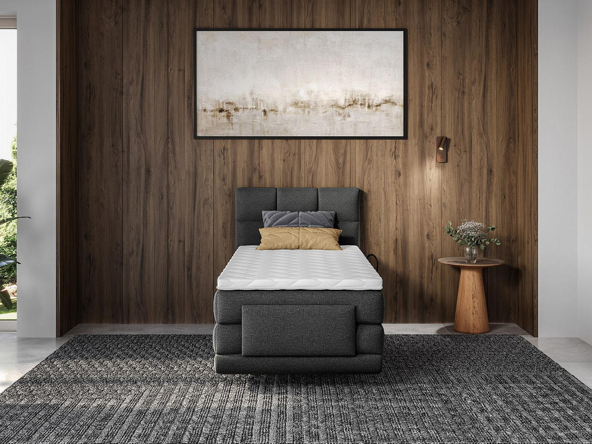 BOXSPRINGBETT - 1 Person - stoff - anthrazitgrau Lodi - Anthrazit, Textil (100/200cm) - Vente-Unique