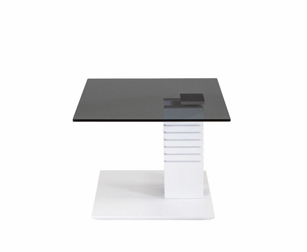 BEISTELLTISCH höhenverstellbar Cloe 55x47x47 Parsolglas Weiß/Grau - Weiß/Grau, Glas (55/47/47cm) - 58aufmkessel