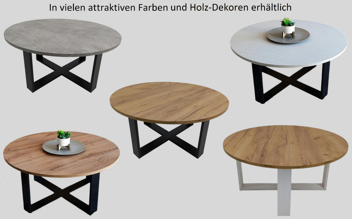 COUCHTISCH rund Eiche Gold Schwarz 86x42 cm - Eichefarben/Schwarz, Holzwerkstoff (86/86/42cm) - designimpex