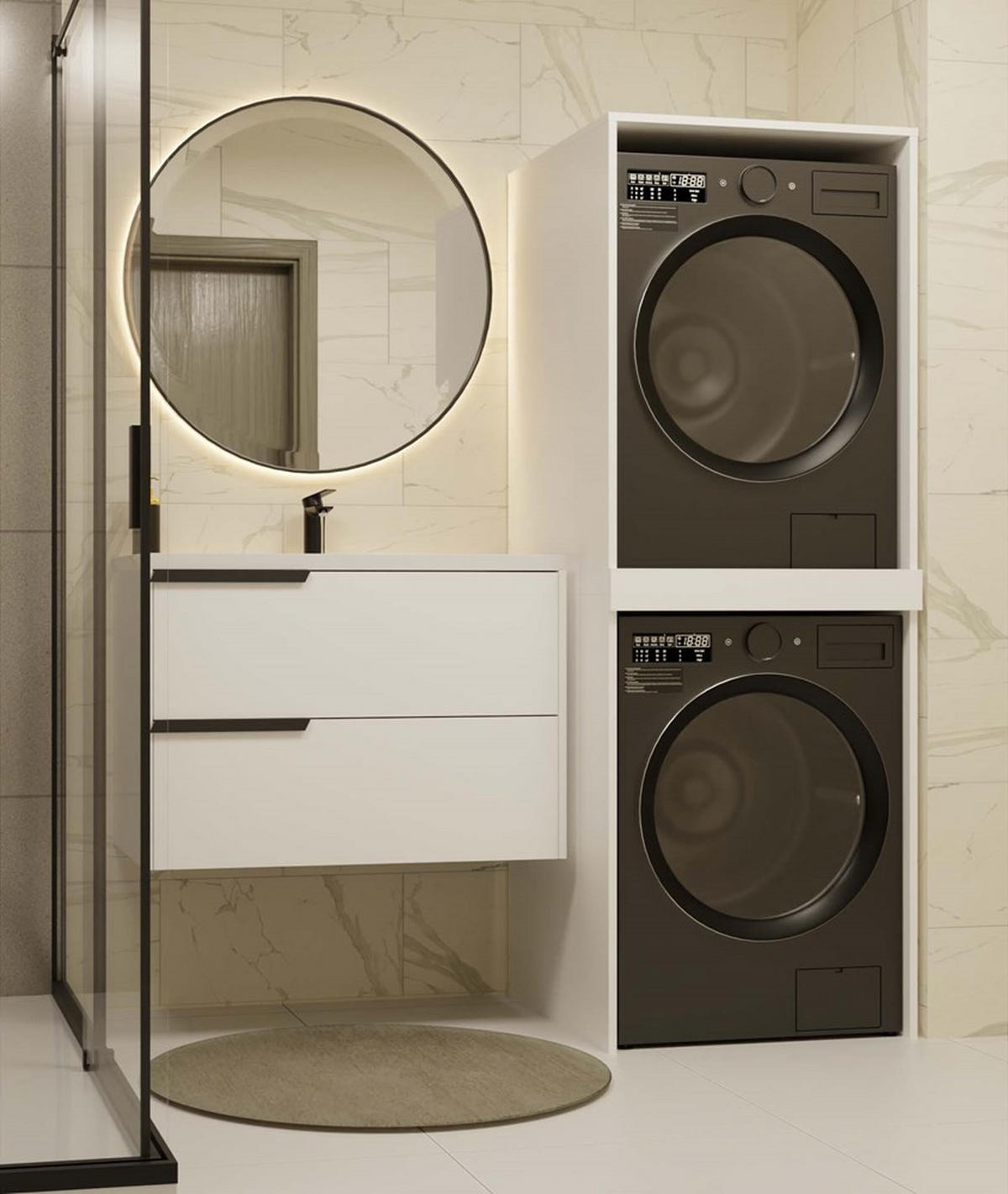 WASCHMASCHINENUMBAUSCHRANK C1 Weiß 64/180/64 - Weiß, Holzwerkstoff (64/180/64cm) - RAUMHIRSCH FURNITURE