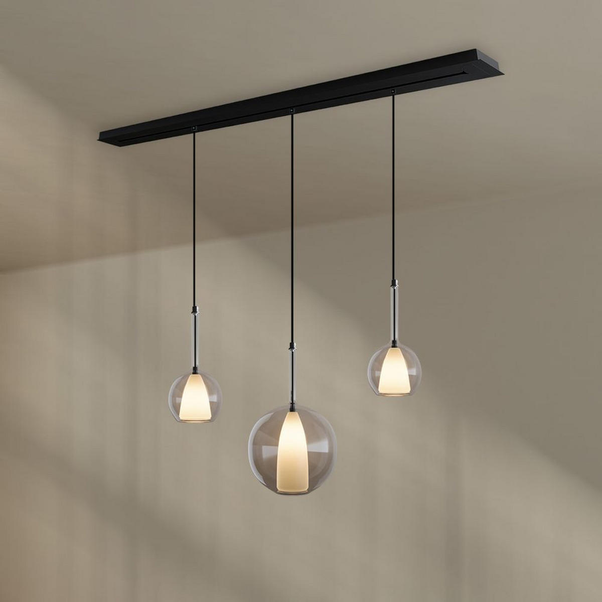 HÄNGELEUCHTE Belluna Rauch Ø 14/24cm - Grau, Glas (14/14/35cm) - s.luce