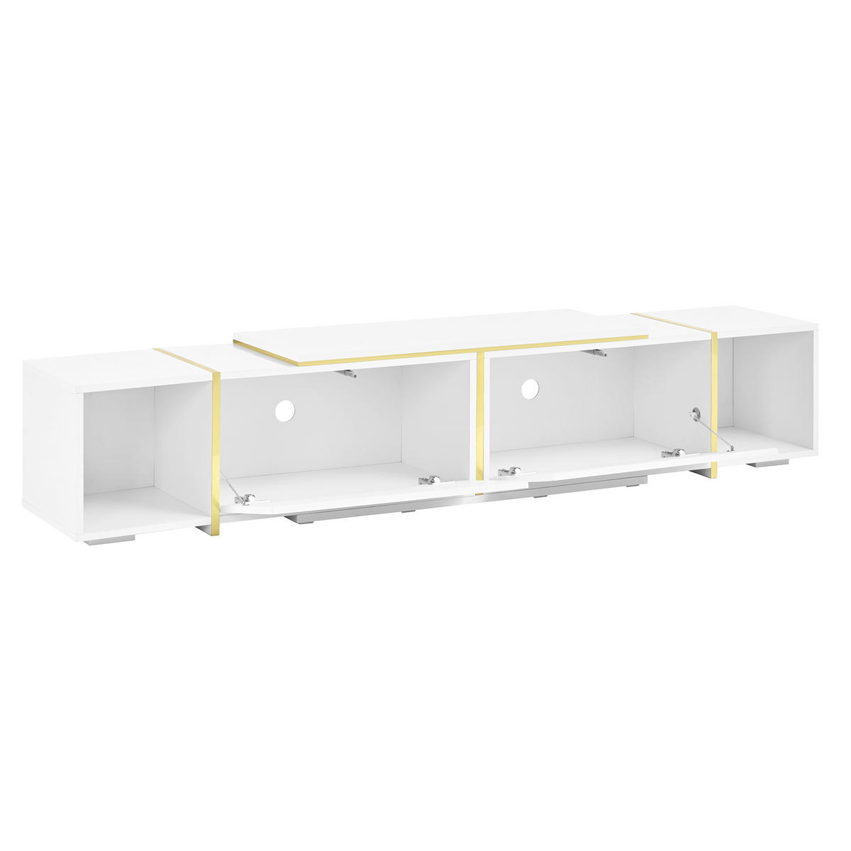 LOWBOARD DE-40123 ausziehbar mit Hochglanzfronten Weiß - Weiß, Holzwerkstoff (275/37/35cm) - ComfortXL