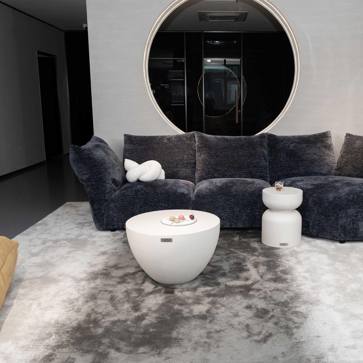 COUCHTISCH CHRONOS Rund Klein aus Beton 66 x 66 x 41 cm - Creme, Naturmaterialien (66/66/41cm) - Elementi