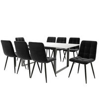 ESSGRUPPE Esstisch 8 Stühle Weiß Schwarz 140-180cm - Schwarz, Holzwerkstoff (80/75/180cm) - FLIEKS
