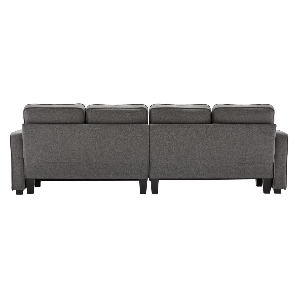 4-SITZER Sofa Leinenstoff mit Armlehnentaschen und 4 Kissen 264/83/87 cm Dunkelgrau - Dunkelgrau, Textil (87/264/83cm) - Redom