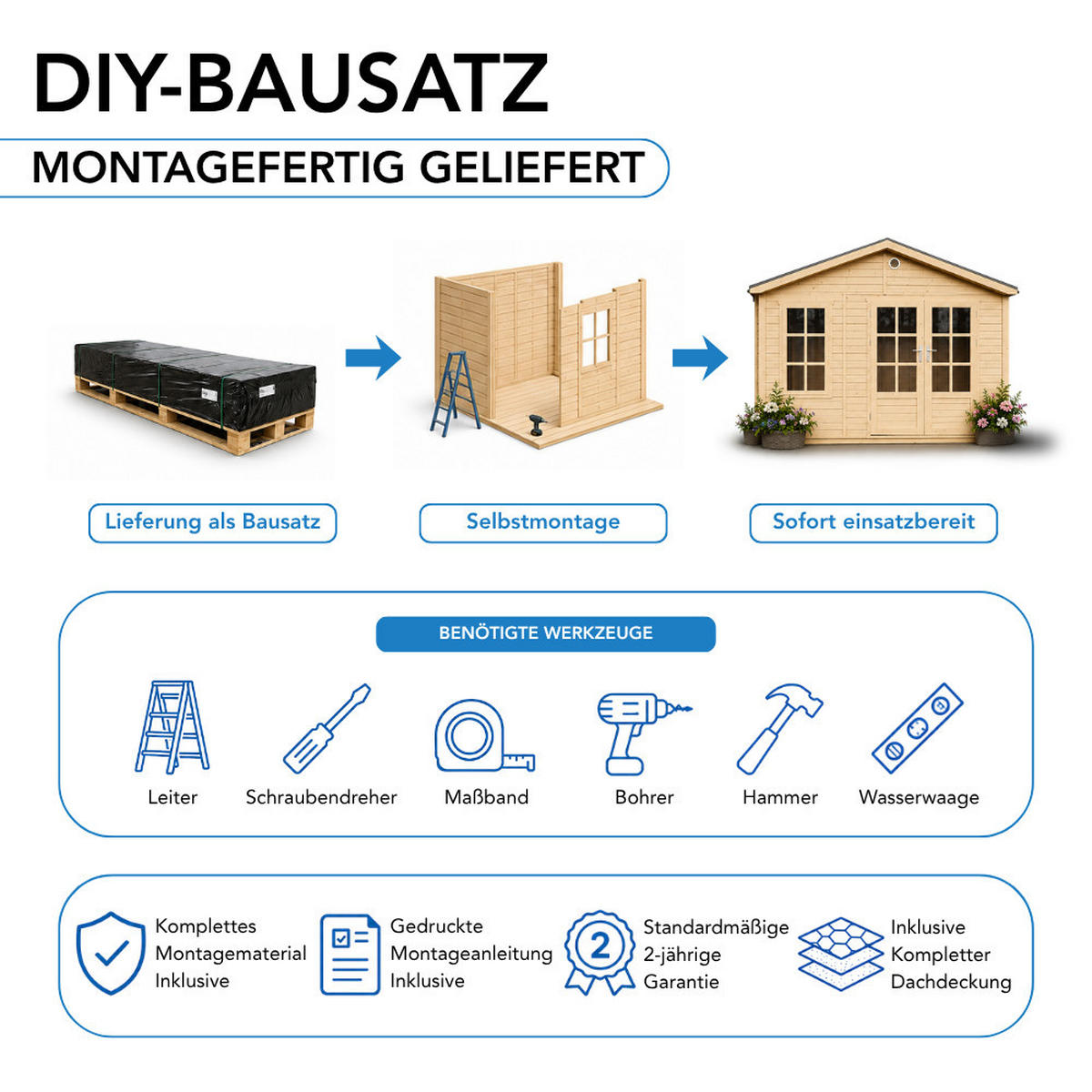 GARTENHAUS HOLZ M736A 370 x 480 cm - Naturfarben, Holz (382/267/512cm) - Timbela
