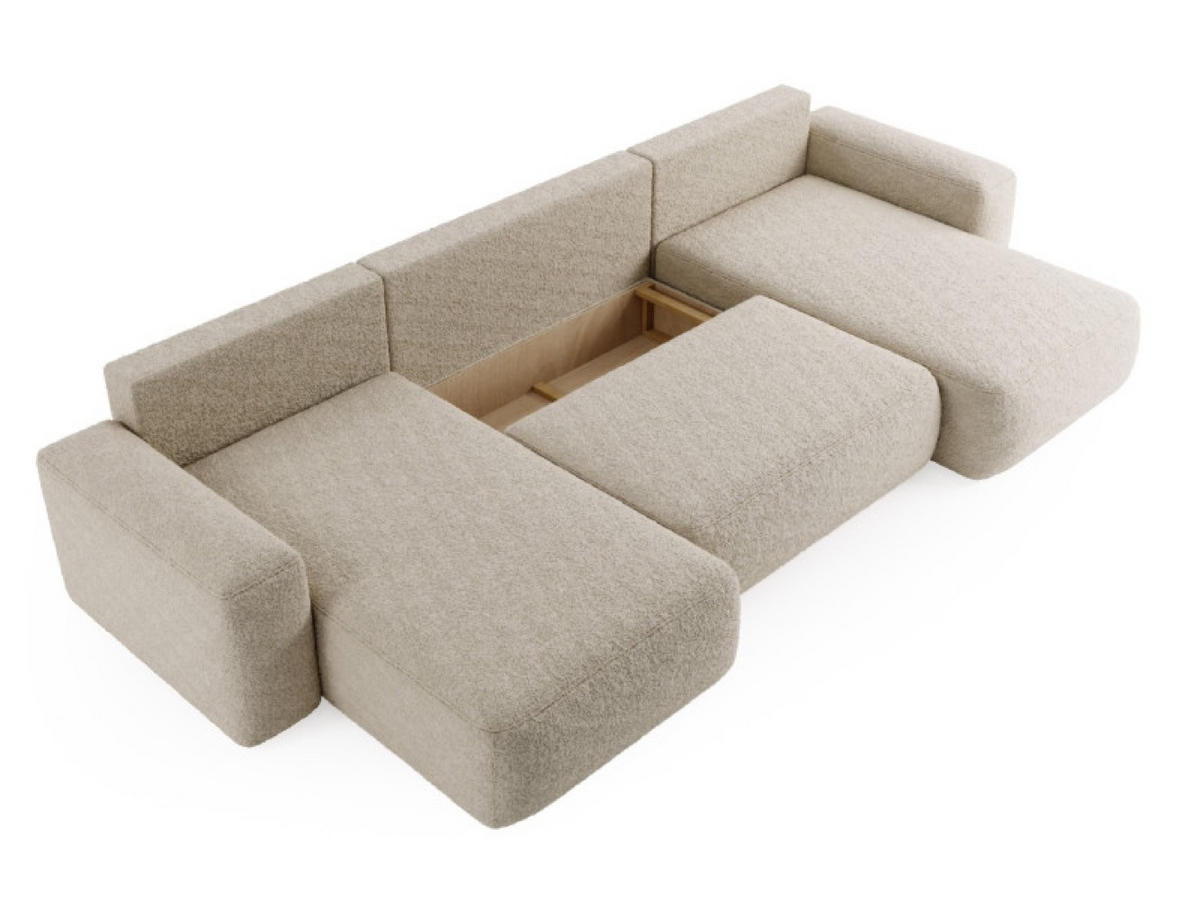 ECKSOFA Hellbeige ILO Mit Bettkasten Und Schlaffunktion - Beige, Textil (374/177cm) - Sepro Meble
