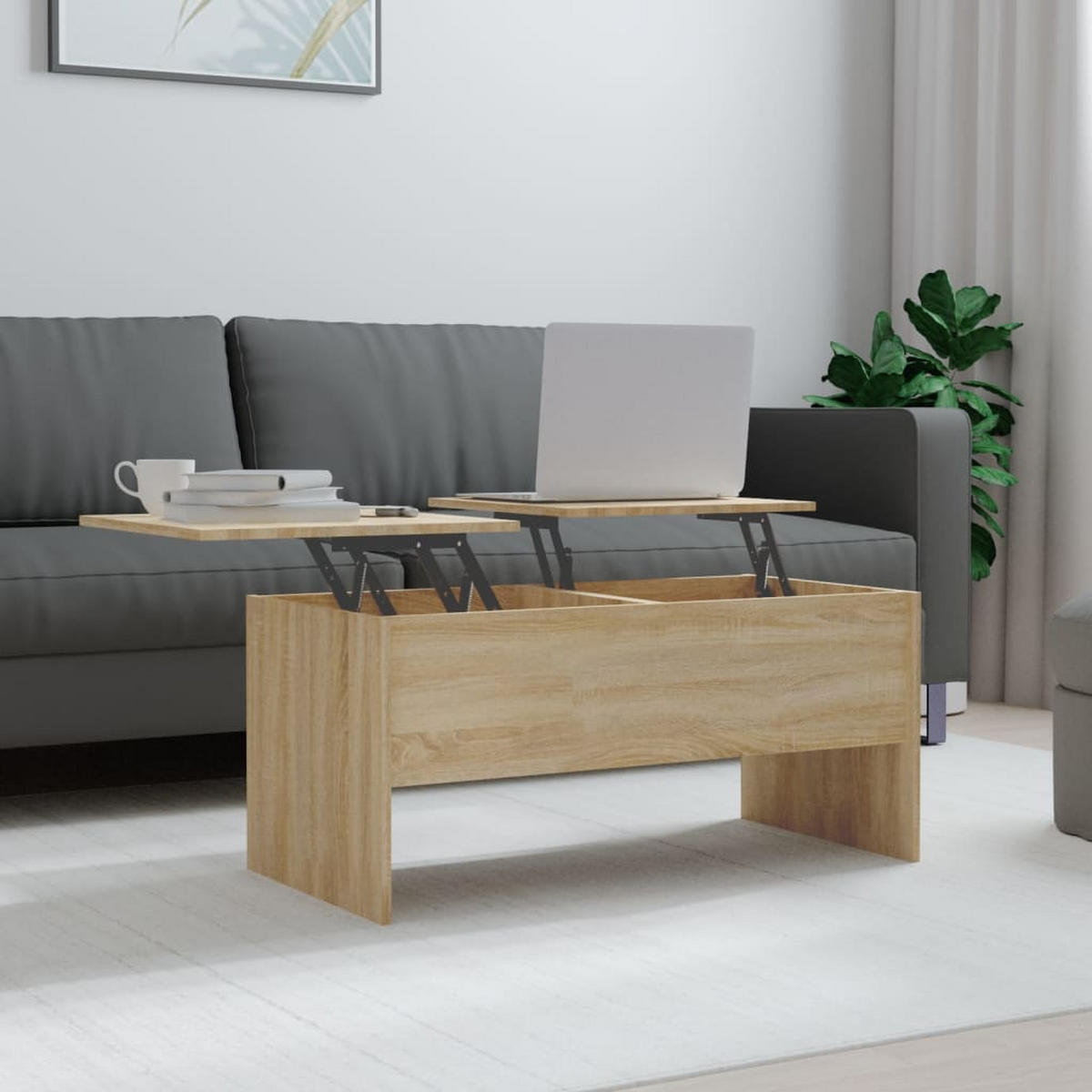 COUCHTISCH Sonoma-Eiche 102x50,5x46,5 cm Holzwerkstoff - Braun, Holzwerkstoff (102/50.5/46.5cm) - furnicato