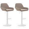 BARHOCKER 2er Set Stoff taupe - Taupe/Weiß, Textil/Metall (51/89/52cm) - CLP