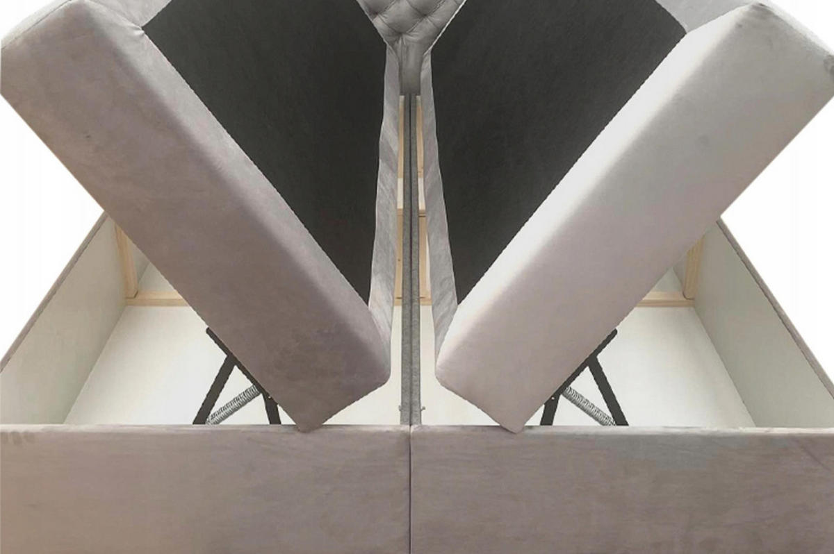 BOXBETT Gallese 140/200 cm in Creme – mit Bettkasten und Topper - Creme/Schwarz, Holz/Holzwerkstoff (140/200cm) - AX Living