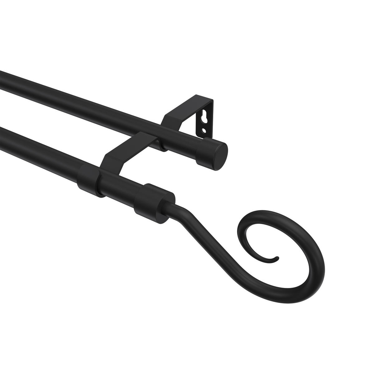 GARDINENSTANGE Olymp Allegra 320 cm (geteilt in 2 x 160 cm), 2-läufig (ohne Ringe), 16 mm Ø Schwarz - Schwarz, Metall (320cm) - INTERDECO