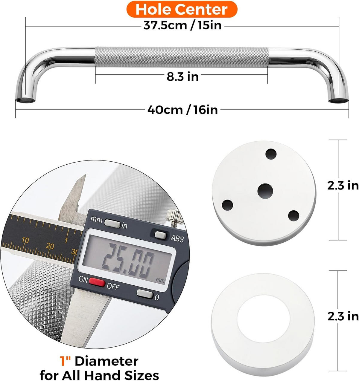 HALTEGRIFF – Silber – Edelstahl 304 – 40 cm – 2er-Pack - Silberfarben, Metall (41/4/14.5cm)