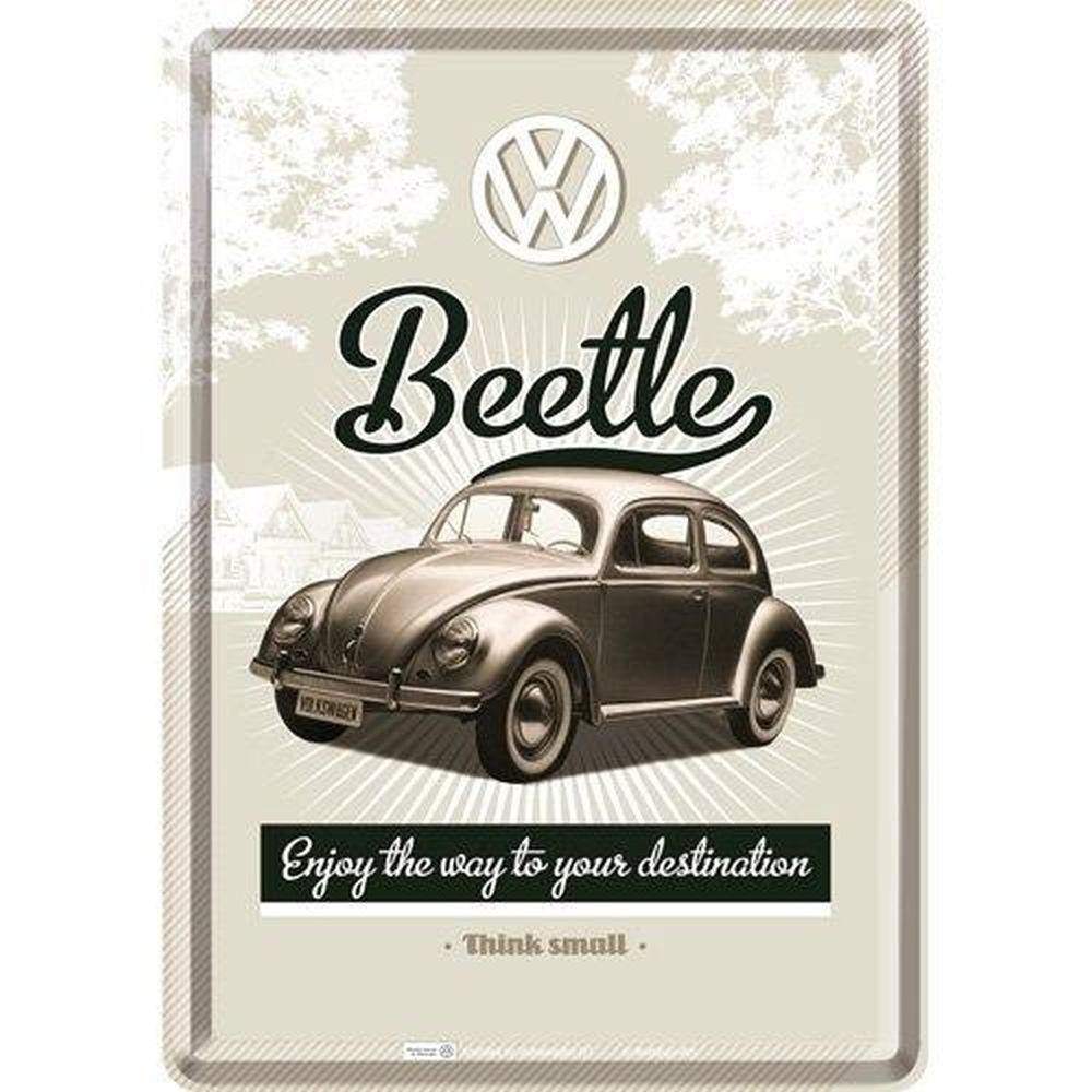 MINIBLECHSCHILD 10/14 cm Volkswagen VW Retro Beetle - Multicolor, Metall (10/14/0.1cm) - Nostalgic-Art
