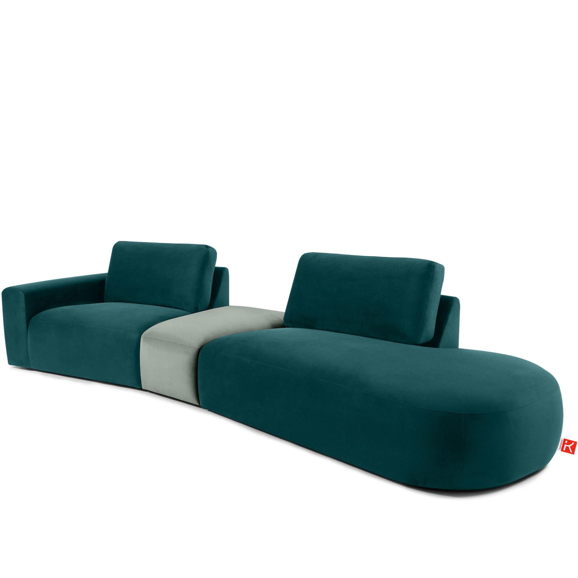 4-SITZER ECKSOFA ZUCCO Velour rechts, Mint - Mintgrün, Textil (350/84/105cm) - KONSIMO®