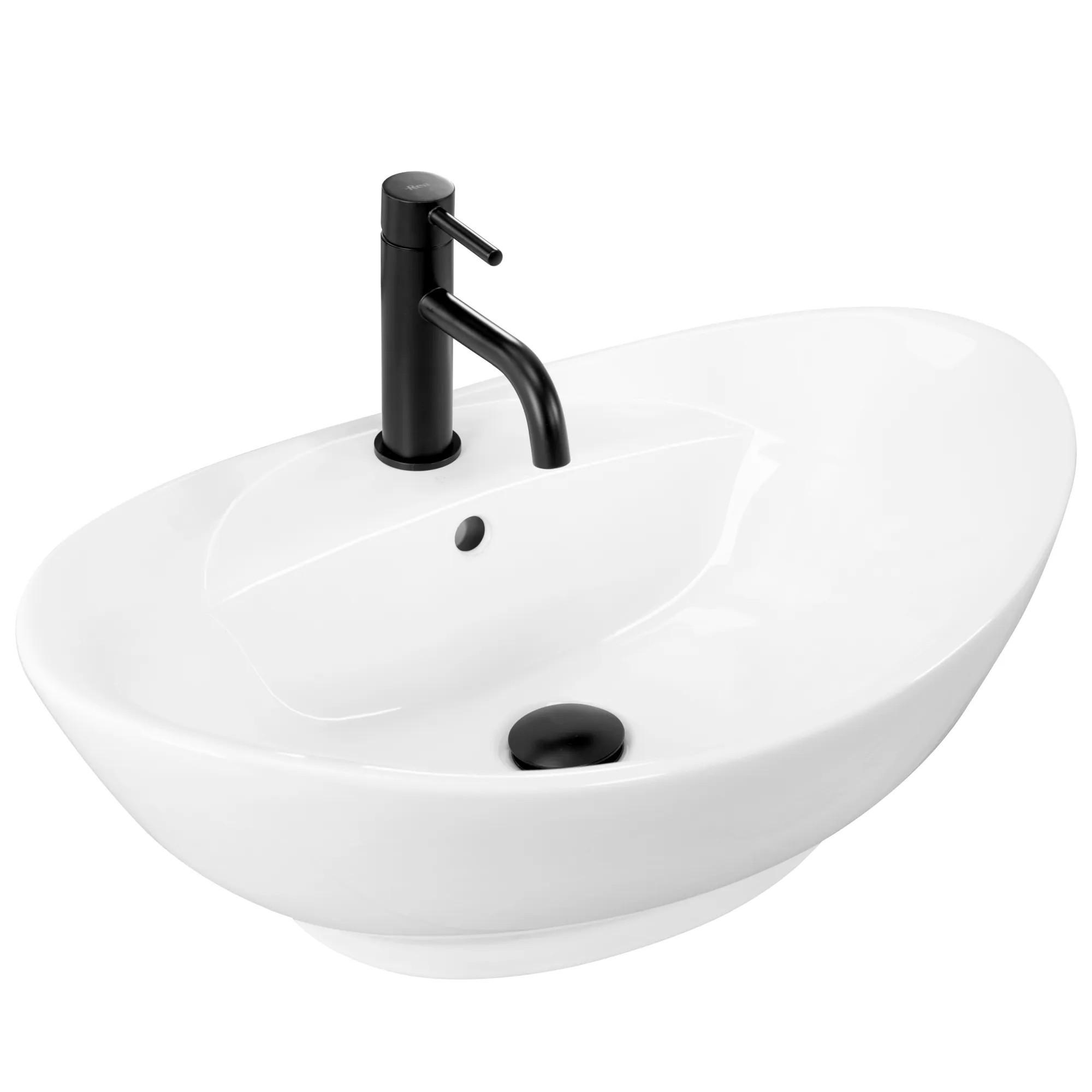 AUFSATZWASCHBECKEN Rea Cindy - Weiß, Keramik (39/22/58.5cm) - REA
