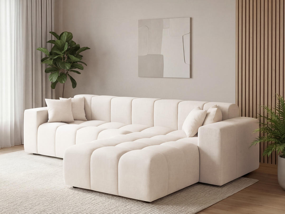 ECKSOFA Loopo Creme Rechts - Creme, Holz/Textil (265/180cm) - Graingold