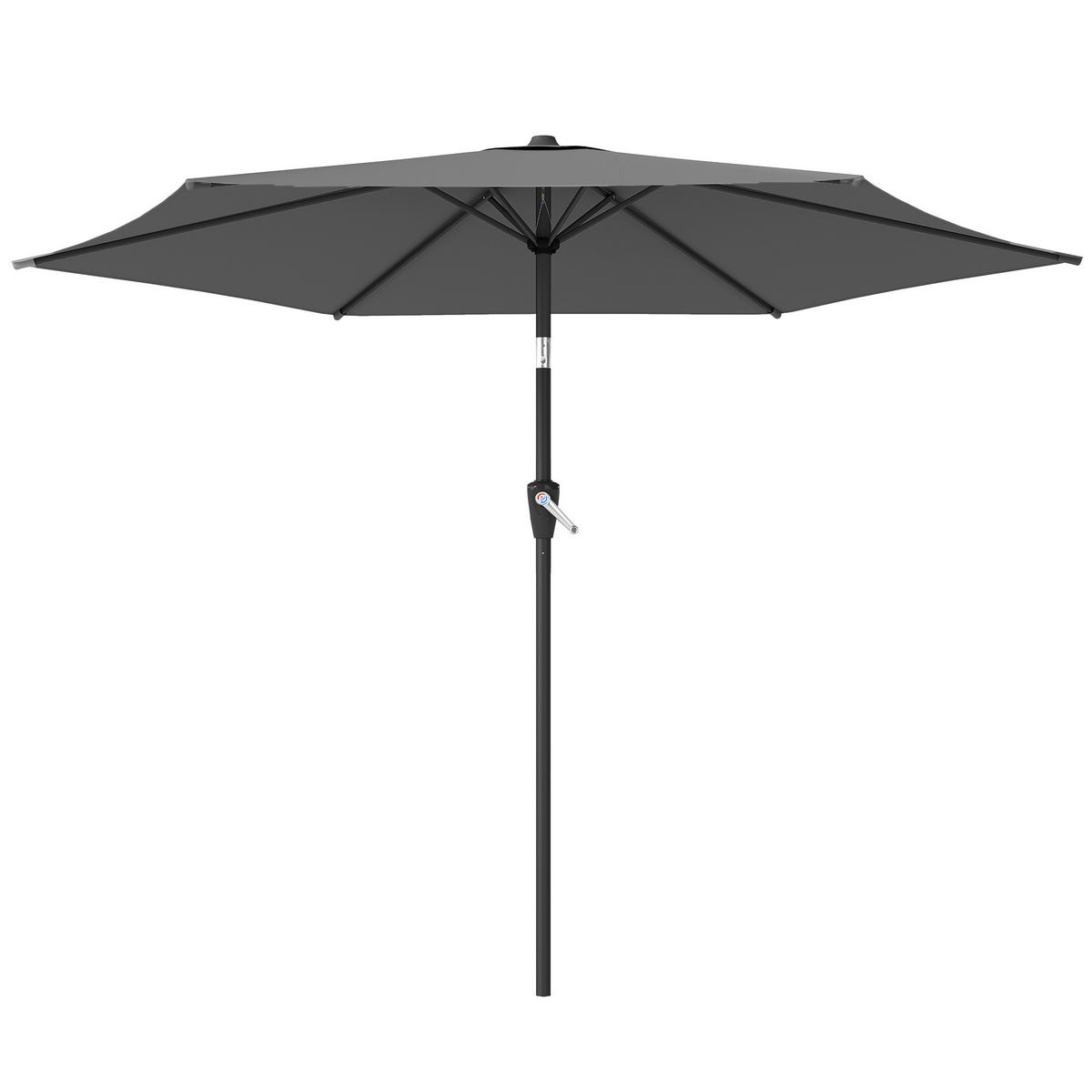 SONNENSCHIRM DE-05649 Knickbar mit Kurbel, UV 50+ Dunkelgrau - Dunkelgrau, Textil/Metall (270/270cm) - ComfortXL