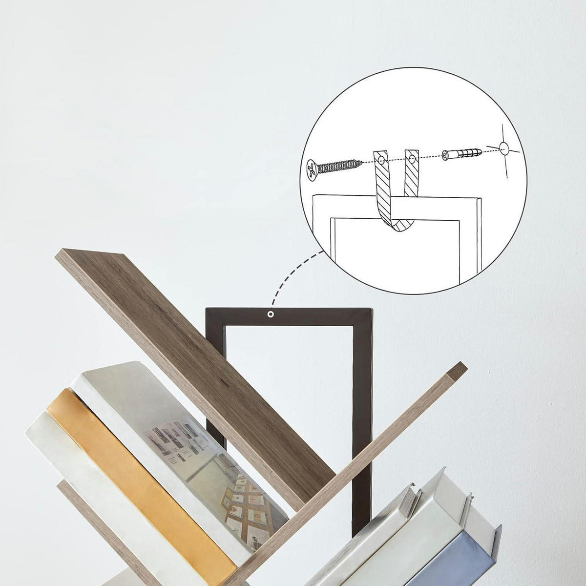 BÜCHERREGAL Baumform Greige 34 x 20 x 116 cm - Multicolor, Holzwerkstoff (34/116/20cm)