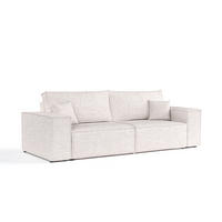 SOFA RESSO mit Schlaffunktion Hellbeige im Neve Stoff - Sandfarben/Schwarz, Holz/Holzwerkstoff (255/70/105cm) - AltaBeds