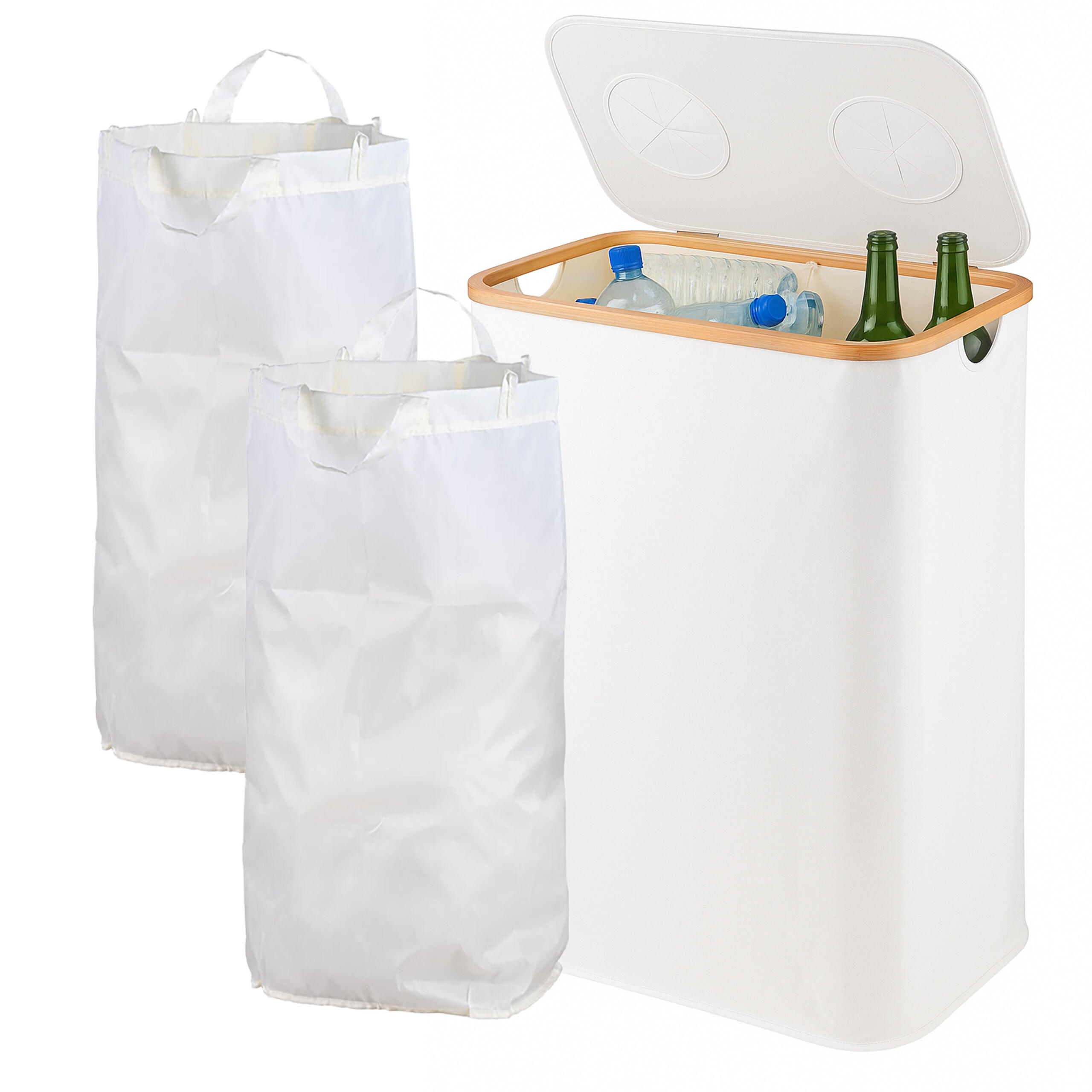 PFANDFLASCHEN-SAMMELBEHÄLTER - Weiß, Holz/Kunststoff (57/80/37cm) - Relaxdays