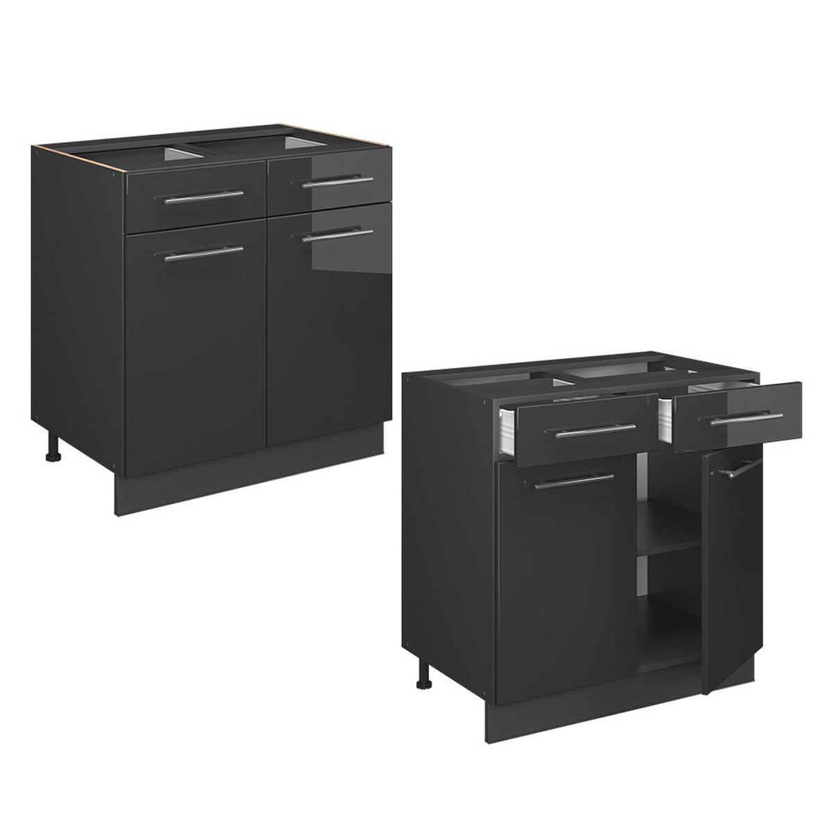 SPODNÍ SKŘÍŇKA KUCHYŇSKÉ LINKY Fame-Line Antracitový vysoký lesk - antracitová/vysoce lesklá černá, kompozitní dřevo (80/82/60cm) - Vicco