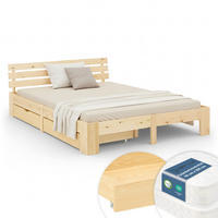 HOLZBETT Natur 180/200 cm mit 2 Matratzen und Bettkästen - Braun, Holz (180/200cm) - Homestyle4u