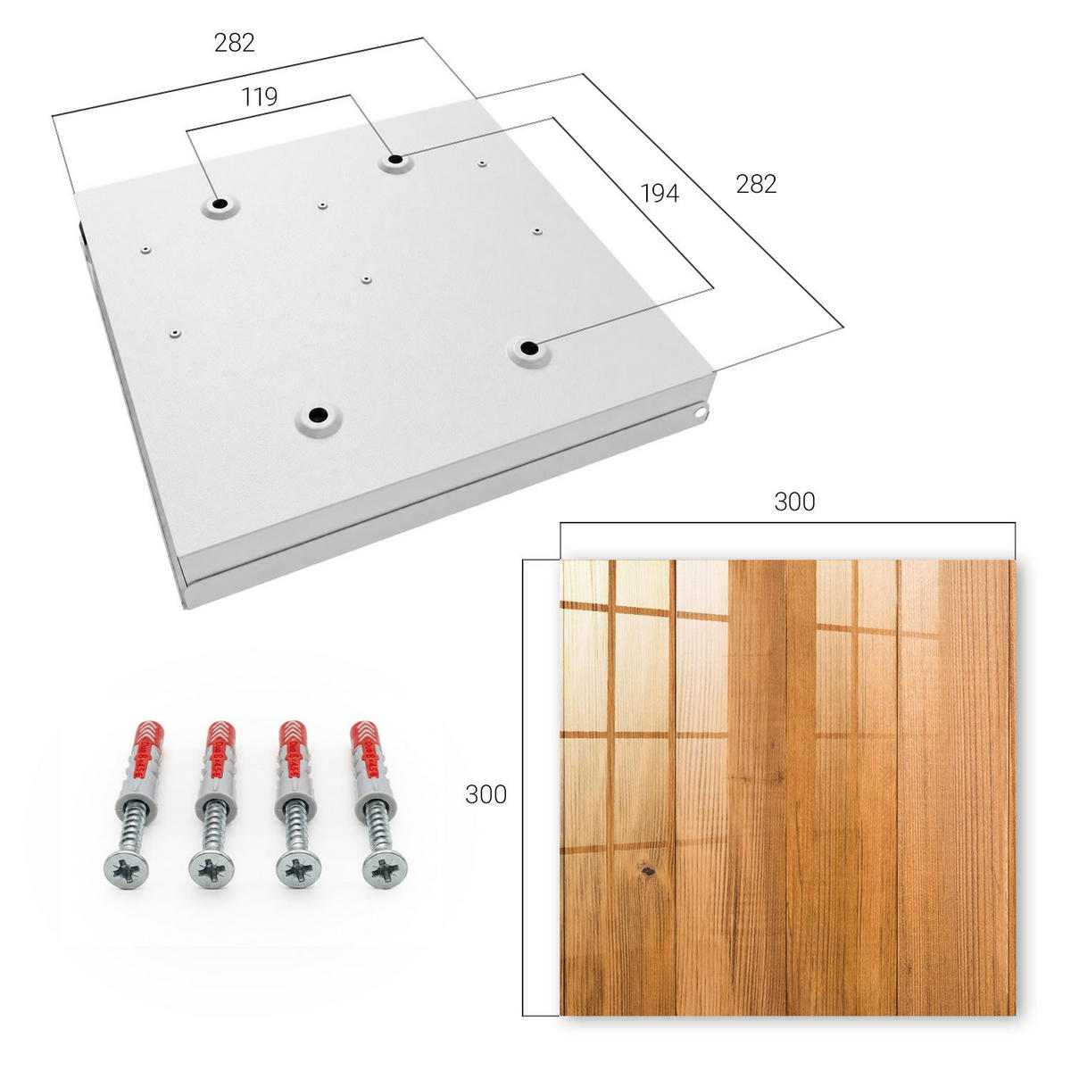 SCHLÜSSELBOX Weiß 30x30 cm – Türöffnung nach rechts - Holzstruktur - Braun, Metall (30/30/5cm) - TULUP