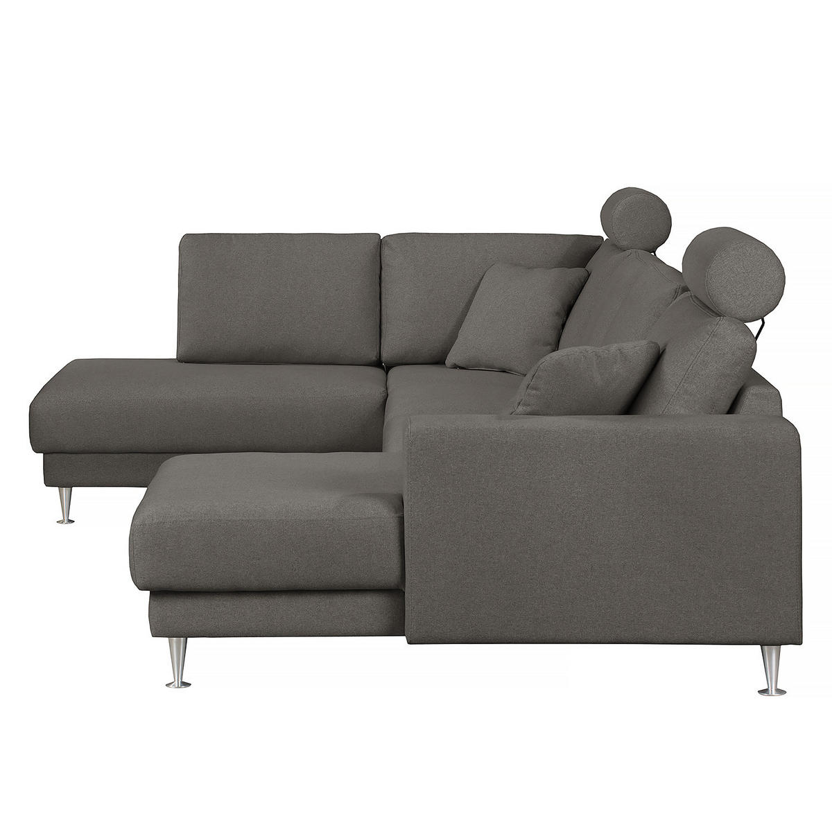 WOHNLANDSCHAFT mit Longchair und Ottomane - Dunkelgrau, Textil (305/85/200cm) - home24