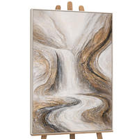GEMÄLDE Wasserfall der Träume Schattenfugenrahmen Beige 140x100 cm - Beige, Holz (140/100cm) - YS-art gallery