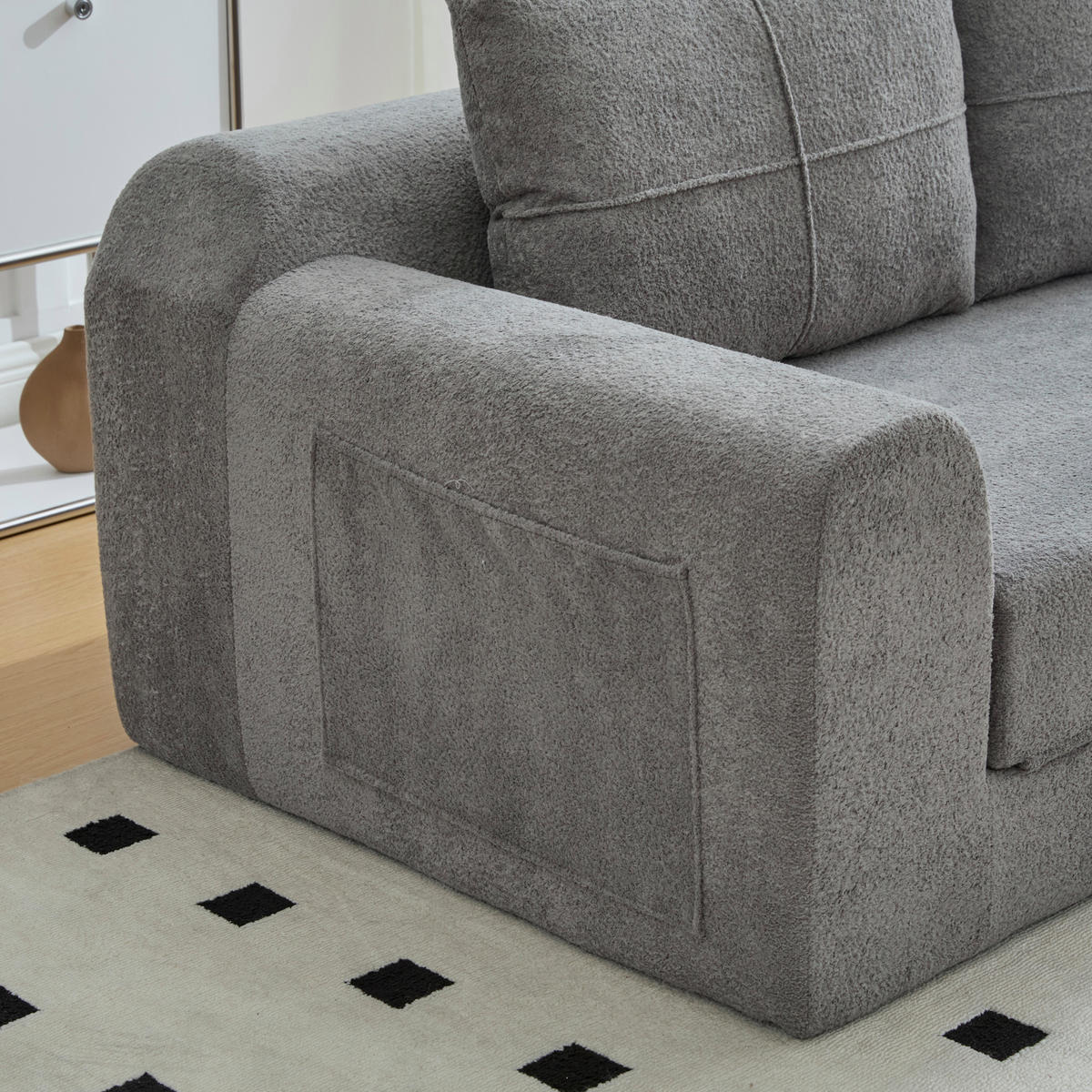 2-SITZER SCHLAFSOFA Samt Dunkelgrau klappbar mit Kissen - Dunkelgrau, Textil (179/61.5/95cm) - WISHDOR