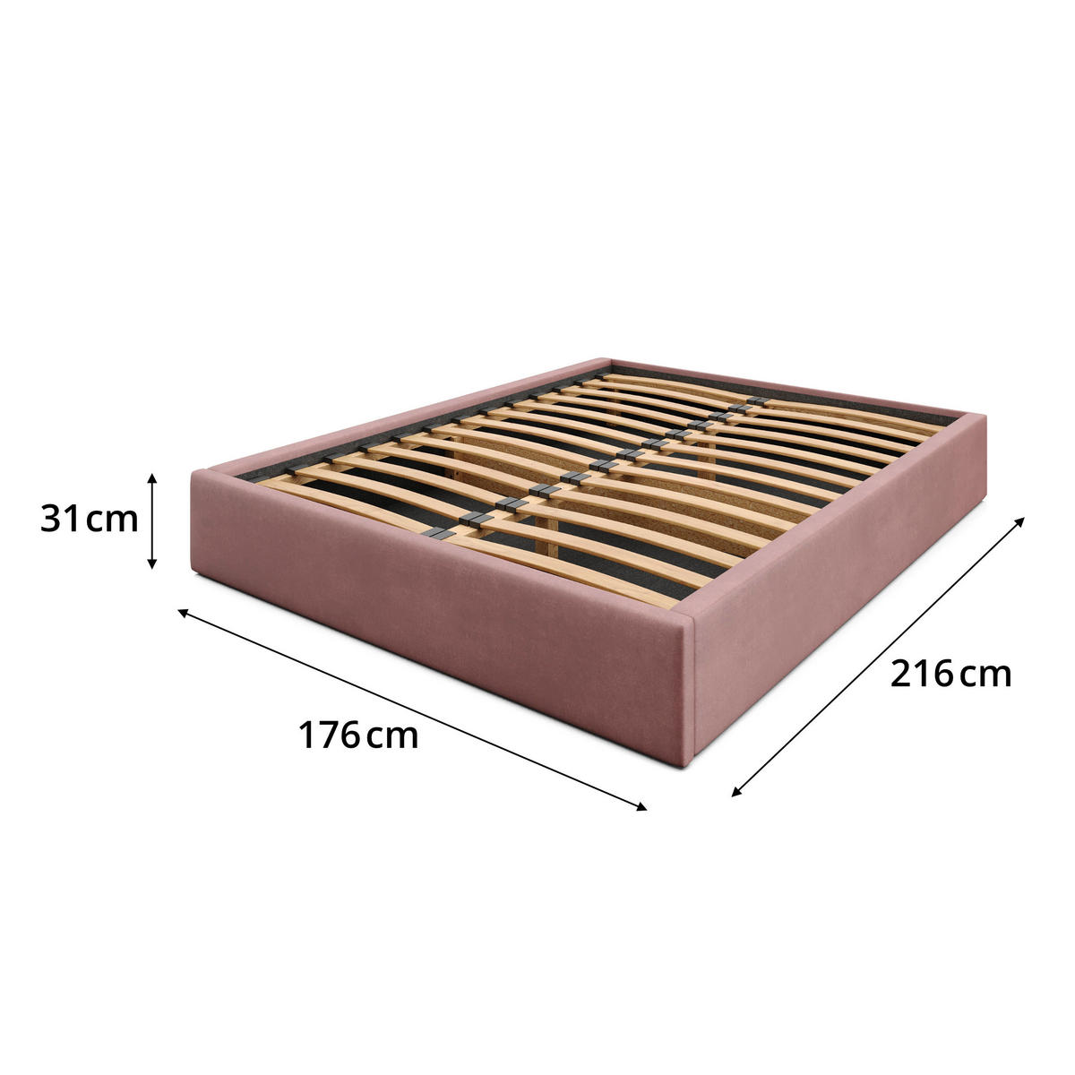 POLSTERBETT 160x200cm Bett mit Stauraum Lattenrost Altrosa - Altrosa, Holz/Holzwerkstoff (160/200cm) - Muralo