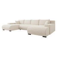 WOHNLANDSCHAFT Nojan U - Kaschmir/Schwarz, Holz/Kunststoff (351/80/191cm) - MIRJAN24