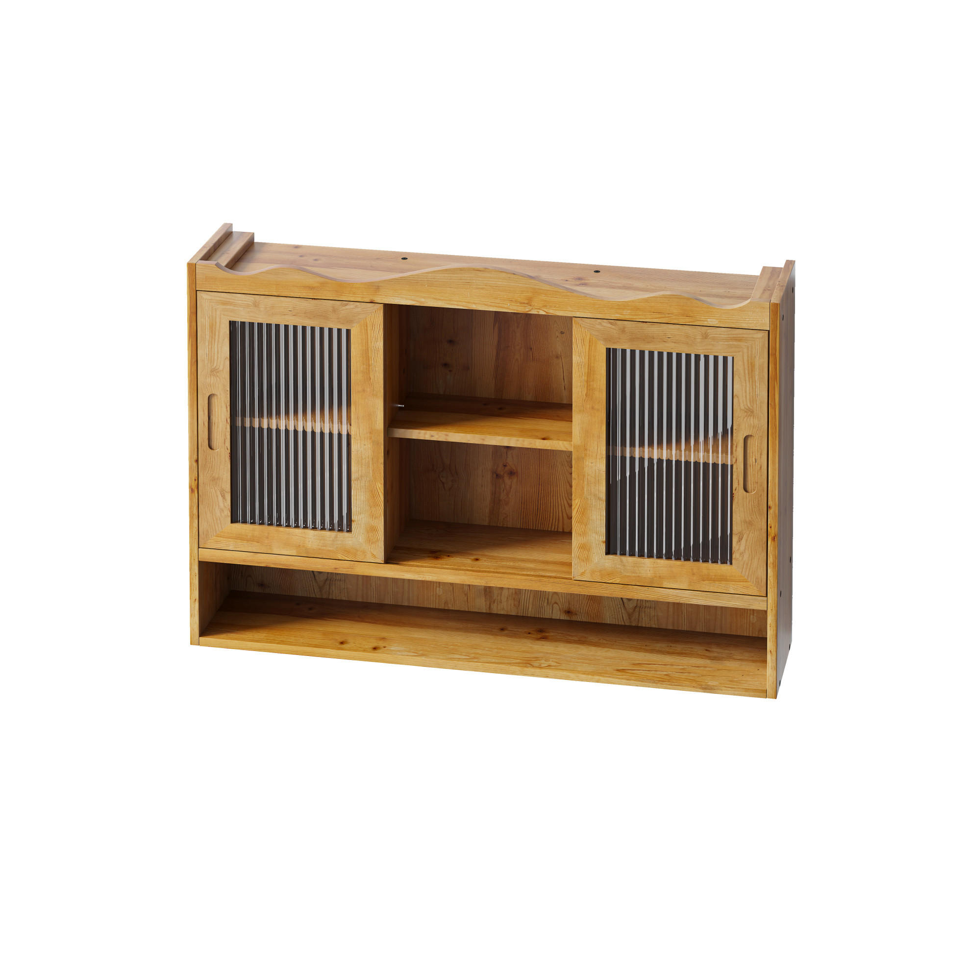 HÄNGESCHRANK 90/20/60 cm natur aus Massivholz und Glas mit Schiebetüren - Naturfarben, Glas (90/60/20cm) - OKWISH