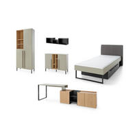 JUGENDZIMMER-SET SORENTO A 5-teilig in Eukalyptus/Baltic Düne Eiche/Schwarzer Onyx - Eukalyptusholzfarben/Eichefarben, Holzwerkstoff (546/212/195cm) - Deine Möbel 24