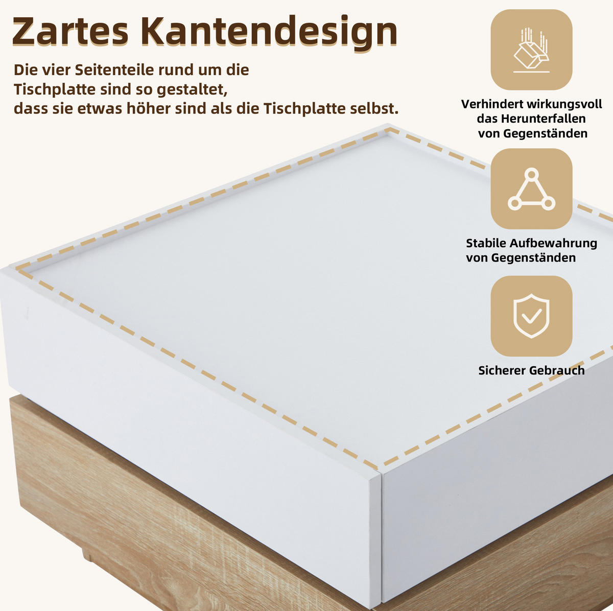 COUCHTISCH 60/60/38 cm in Weiß/Walnuss aus Spanplatte mit 360° Drehfunktion - Weiß, Holzwerkstoff (60/60/38cm) - OKMYHOME