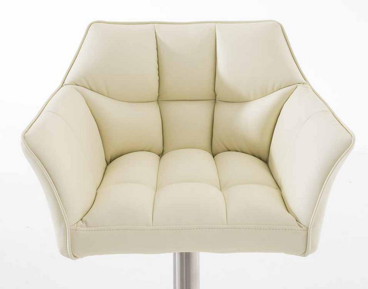 BARHOCKER 2er Set Damaskus Kunstleder edelstahl creme - Edelstahlfarben/Naturfarben, Kunststoff/Metall (64/110/48cm) - TPFLiving