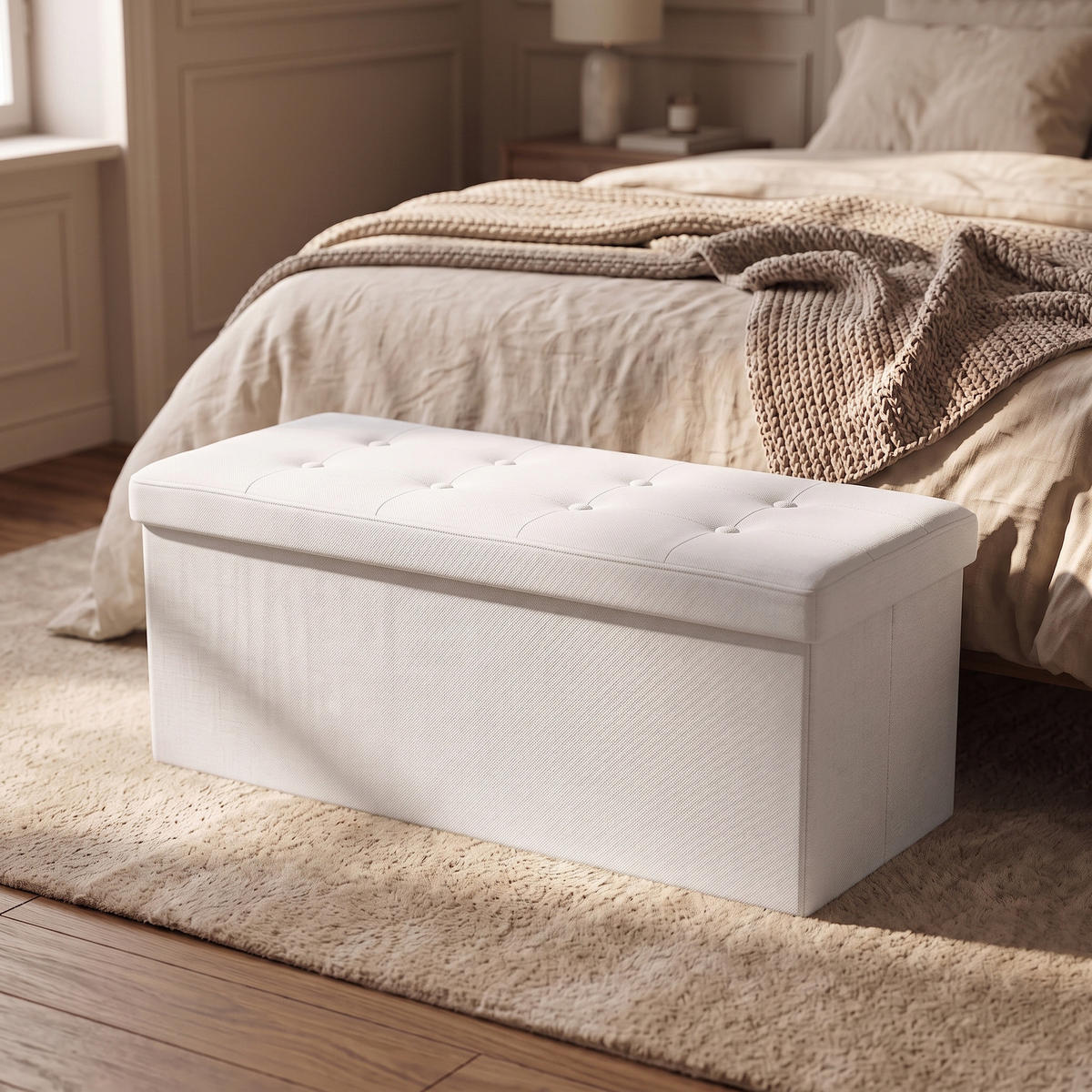 HOCKER mit Stauraum 110/38/38 cm - Beige, Textil (38/38/110cm) - SCENA LIVING