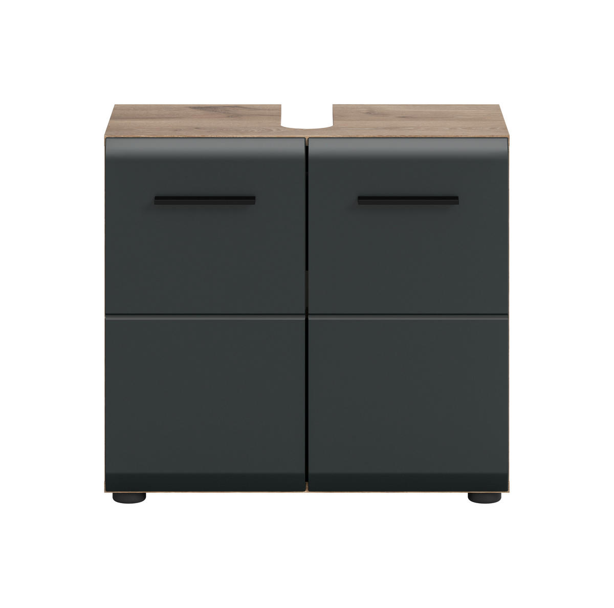 WASCHBECKENUNTERSCHRANK ICE (B/H/T: ca. 60/54/30 cm) in Nox Oak Nachbildung/schwarz matt - Eichefarben, Holz (60/54/30cm)